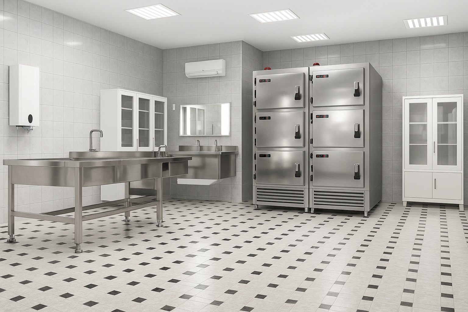 Üç üniteli morg soğutucu imalatı ve montajı. Dengeli sıcaklık dağılımı, düşük enerji tüketimi ve satış sonrası teknik servis desteği.