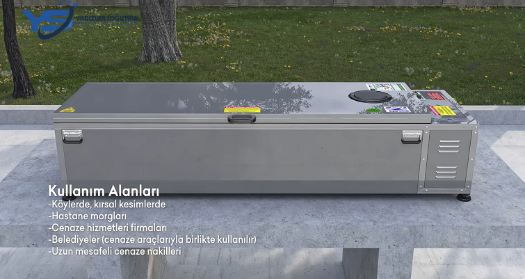 Kısa Ürün Tanıtımı Yıldız Soğutma Klimalı Tabut 785 Kcal CFX R-XLİNE Cooling, 230 cm uzunluk, 66 cm genişlik ve 44 cm yükseklik ölçülerinde, R290 gazlı yeni nesil rolbond soğutma sistemi ile donatılmış, krom paslanmaz çelik dış kaplama ve çelik konstrüksiyon karkas iskelet sayesinde yüksek dayanım sunan profesyonel bir cenaze soğutma ünitesidir. Gözetleme camlı kapak, cenazeyi kapağı açmadan yakınlara gösterebilme imkânı sağlayarak hem hijyen hem de psikolojik rahatlık sunar.