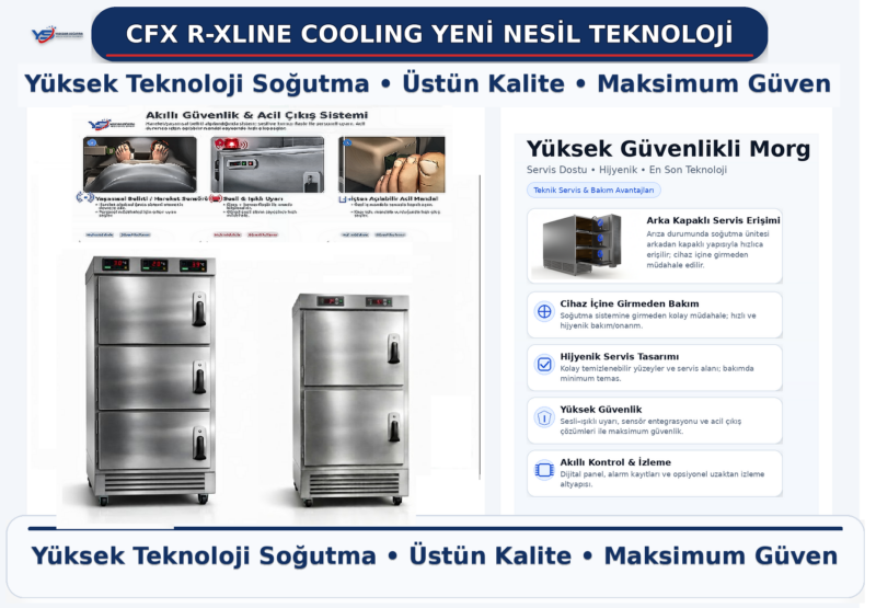 Hastane Tipi 3 Üniteli Morg | Dijital Kontrollü Morg Dolabı