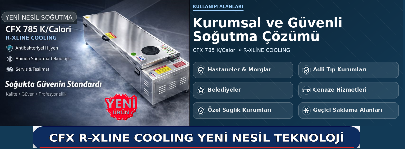 Hızlı soğutma, enerji tasarrufu ve çevreci gazlı klimalı tabut modelleri ile gasilhane ekipmanlarında dayanıklı ve hijyenik üretim.